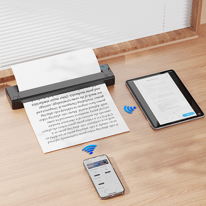 Wireless printing setup with phone, tablet and printer